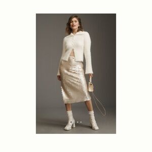 Anthropologie Sequin Top & Midi Skirt